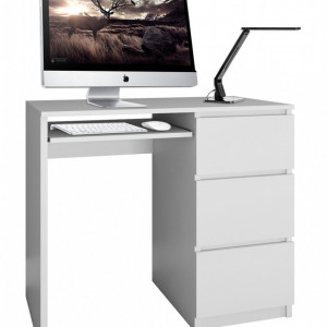 TEBIA101 - Birou dreapta, masa de scris 98 x 51 x 76 cm, Alb-Mat
