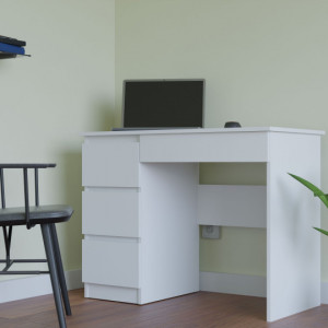 TEBIA118 - Birou, masa de scris, 98 x 51 x 76 cm, Alb, PAL - Img 3