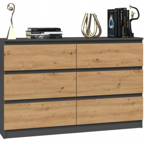 TECOAN-AR103 - Comoda, 120x 30 x 77 cm, Antracit-Stejar Artisan, PAL - Img 3