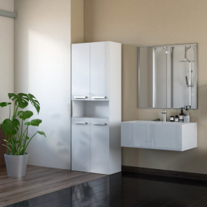 TEDUA110 - Dulap inalt baie, Alb-Lucios 60 x 30 x 174 cm, PAL - Img 2