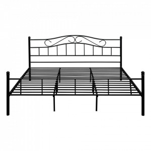 Vintage pat frantuzesc cadru metalic - cu saltea spuma rece - 180 x 200 cm (negru) - P49979664 - Img 2