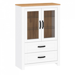 Vitrină, alb/stejar craft auriu, 93,7x40,7x140 cm - TP263913