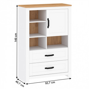 Vitrină, alb/stejar craft auriu, 93,7x40,7x140 cm - TP263916 - Img 2