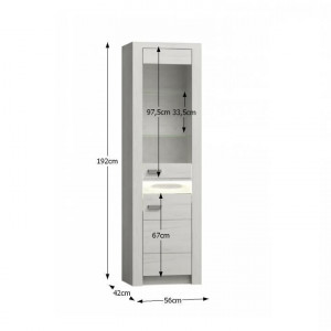 Vitrină, culoarea frasin alb, 56x192x42 cm - TP108484 - Img 2