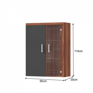 Vitrină suspendabilă, culoarea prun/grafit gri, 90x35x111 cm - TP237237 - Img 5