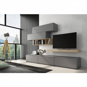 Ansamblu living, gri și culoarea stejar, 270x185x50 cm - TP256944 - Img 5
