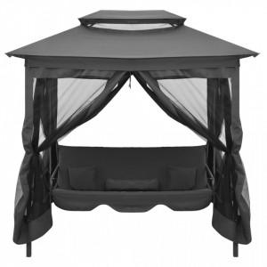 Balansoar extensibil cu copertină antracit 220x160x240 cm oțel - V45073V