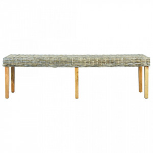 Banca, 160 cm, ratan kubu natural & lemn masiv de mango - V285795V - Img 2