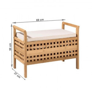 Bancă, băncuţă bambus natural si bej, 69 cm - TP233680 - Img 2