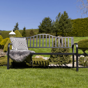 Bancă, băncuță de grădină cu masă, neagră, 150 cm - TP276422 - Img 11