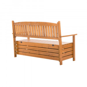 Bancă, băncuță de grădină, maro, cu lada, 150 cm - TP261035 - Img 2