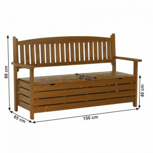 Bancă, băncuță de grădină, maro, cu lada, 150 cm - TP261035 - Img 11