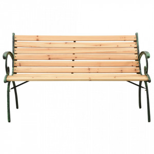 Bancă de grădină, 123 cm, fontă și lemn masiv de brad - V312032V