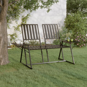Bancă de grădină cu 2 locuri, negru, 165 cm, oțel - V318819V - Img 2