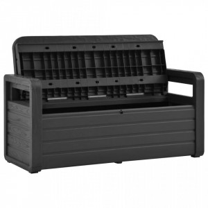Bancă de grădină cu depozitare, antracit, 132,5 cm, plastic - V315637V