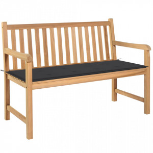 Bancă de grădină cu pernă antracit, 120 cm, lemn masiv tec - V3062676V - Img 2