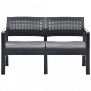 Banca de gradina de 2 locuri cu perne, antracit, 120cm, plastic - V48822V - Img 2