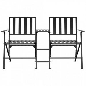 Bancă de grădină pliabilă cu 2 locuri, negru, 137 cm, oțel - V318820V - Img 3