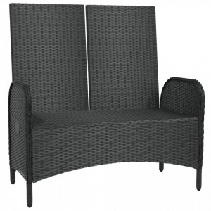 Bancă de grădină rabatabilă cu perne, negru, 107 cm, poliratan - V319894V - Img 3