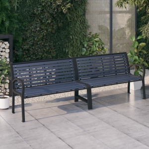 Bancă dublă de grădină, negru, 251 cm, oțel și WPC - V317127V - Img 2