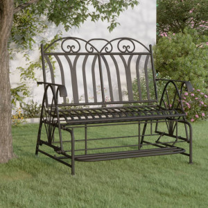 Bancă glisantă cu 2 locuri, negru, 114 cm, oțel - V318833V - Img 2