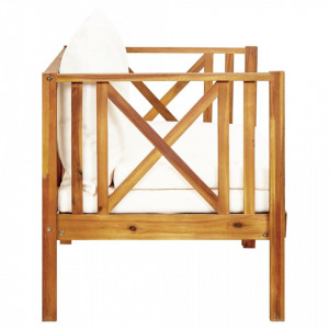 Bancă grădină cu 2 locuri & perne, 122 cm, lemn masiv acacia - V310307V - Img 4