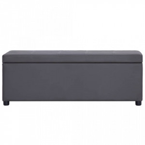 Bancheta cu zona de depozitare, gri, 116 cm, piele ecologica - V281312V - Img 3