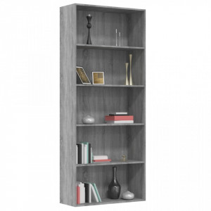 Bibliotecă 5 niveluri gri sonoma 80x30x189 cm lemn compozit - V815403V - Img 3