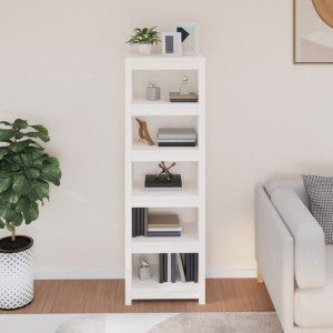 Bibliotecă, alb, 50x35x154 cm, lemn masiv de pin - V821715V - Img 3