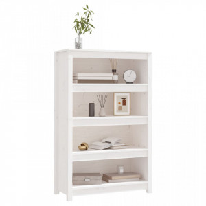 Bibliotecă, alb, 80x35x126 cm, lemn masiv de pin - V821685V - Img 4
