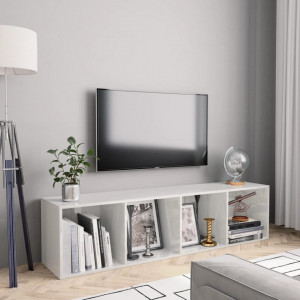 Biblioteca/Comoda TV, alb extralucios, 143 x 30 x 36 cm - V800267V - Img 1