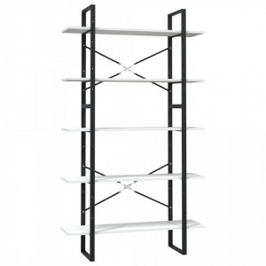 Bibliotecă cu 5 rafturi, alb, 100x30x175 cm, lemn masiv de pin - V3082004V - Img 1