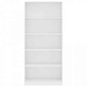 Biblioteca cu 5 rafturi, alb, 80 x 24 x 175 cm, PAL - V800918V - Img 4