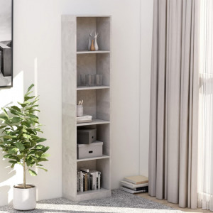 Biblioteca cu 5 rafturi, gri, 40 x 24 x 175 cm, PAL - V800850V