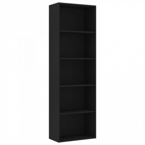 Biblioteca cu 5 rafturi, negru, 60 x 30 x 189 cm, PAL - V800991V - Img 2
