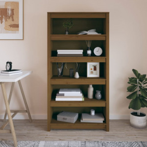 Bibliotecă, maro miere, 80x35x154 cm, lemn masiv de pin - V821692V - Img 3