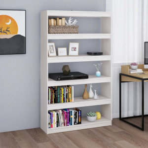 Bibliotecă/Separator cameră, alb 100x30x167,5 cm lemn masiv pin - V808224V - Img 2