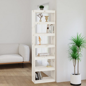 Bibliotecă/Separator cameră alb 60x30x199,5 cm lemn masiv pin - V808179V - Img 2