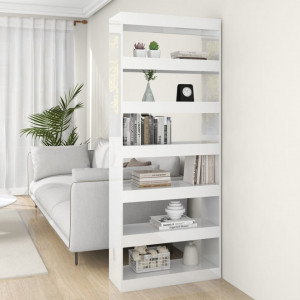 Bibliotecă/Separator cameră, alb extralucios, 80x30x166 cm, PAL - V811733V - Img 2