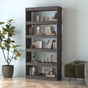 Bibliotecă/Separator cameră, gri, 80x30x167,4 cm lemn masiv pin - V808200V - Img 3