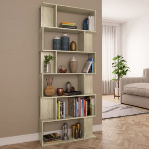 Bibliotecă/Separator cameră, stejar Sonoma, 80x24x192 cm, PAL - V800093V - Img 2