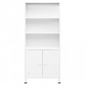 Bibliotecă tip industrial, alb, 80x32x180 cm, oțel - V339632V