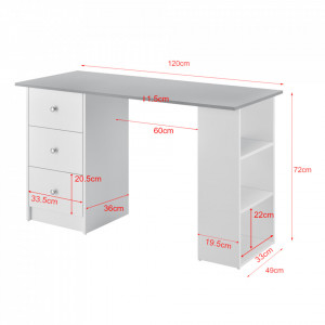 Birou alb/gri deschis cu 3 sertare si 3 polite - P67977821 - Img 4
