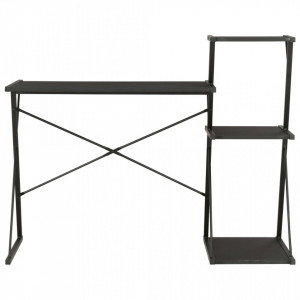 Birou cu raft, negru, 116 x 50 x 93 cm - V20288V - Img 2