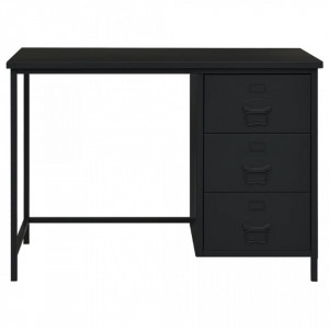 Birou cu sertare, negru, 105x52x75 cm, oțel, industrial - V339634V