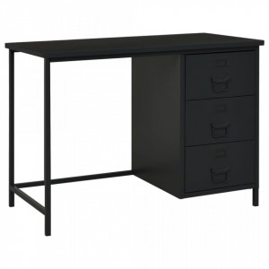 Birou cu sertare, negru, 105x52x75 cm, oțel, industrial - V339634V - Img 2