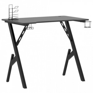 Birou de gaming cu picioare în formă de Y, negru, 90x60x75 cm - V325404V - Img 1