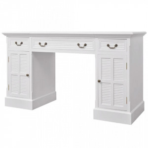 Birou dublu cu piedestal, 140 x 48 x 80 cm, alb - V244370V - Img 2