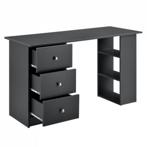 Birou gri inchis cu 3 sertare si 3 rafturi - P67977818 - Img 3