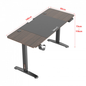 Birou inaltime reglabila, 140 x 60 x 73-118 cm, efect lemn nuc/negru - P79660577 - Img 3